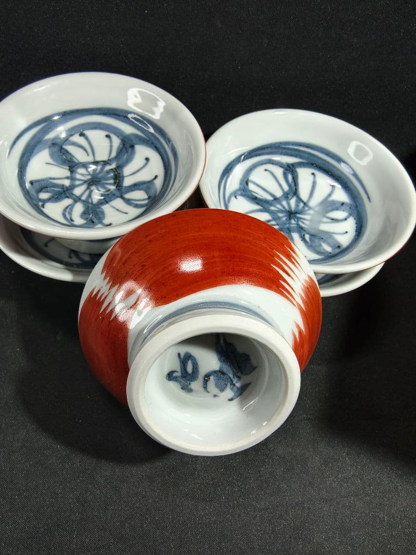 陶芸家梅田純一作品 手描き 小鉢5客揃い 共箱 蒐集家放出美品 未使用蔵出し
