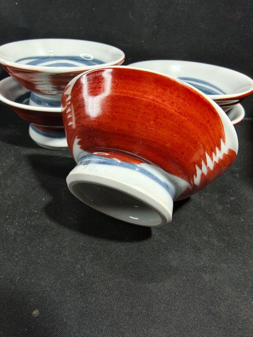 陶芸家梅田純一作品 手描き 小鉢5客揃い 共箱 蒐集家放出美品 未使用蔵出し