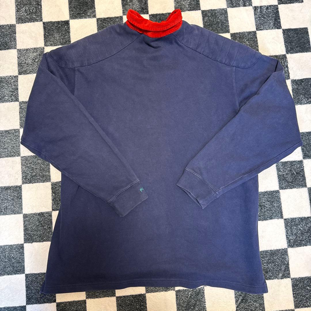 90s Polo Ralph Lauren ラガーシャツエルボーパッチLネイビー