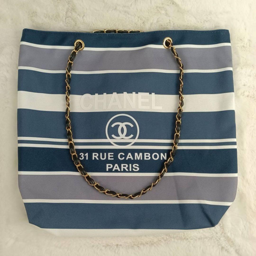 CHANEL ストライプ チェーントートバッグ ノベルティ