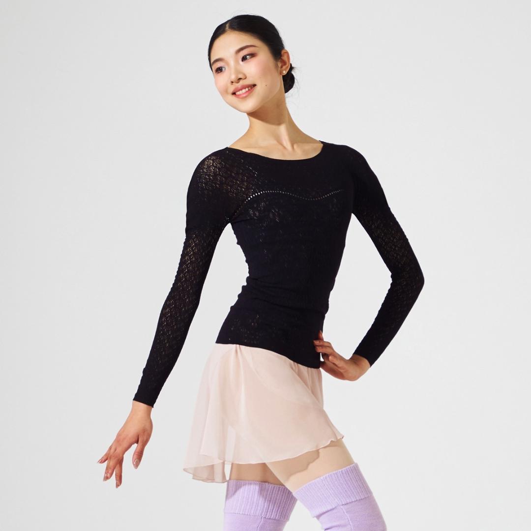 【新品】フェアリーレース長袖トップ ライラックM/ノーソーイングニット