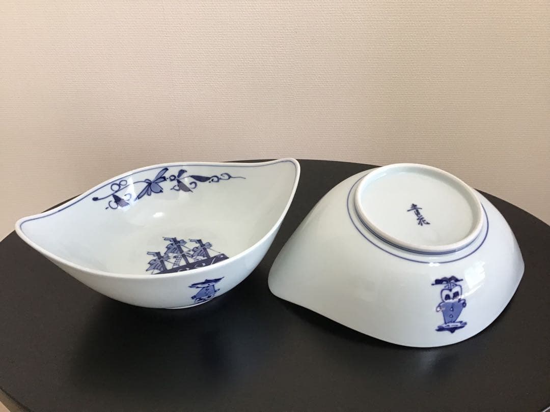 有田焼しん窯 青花　舟型大鉢2 小楕円2