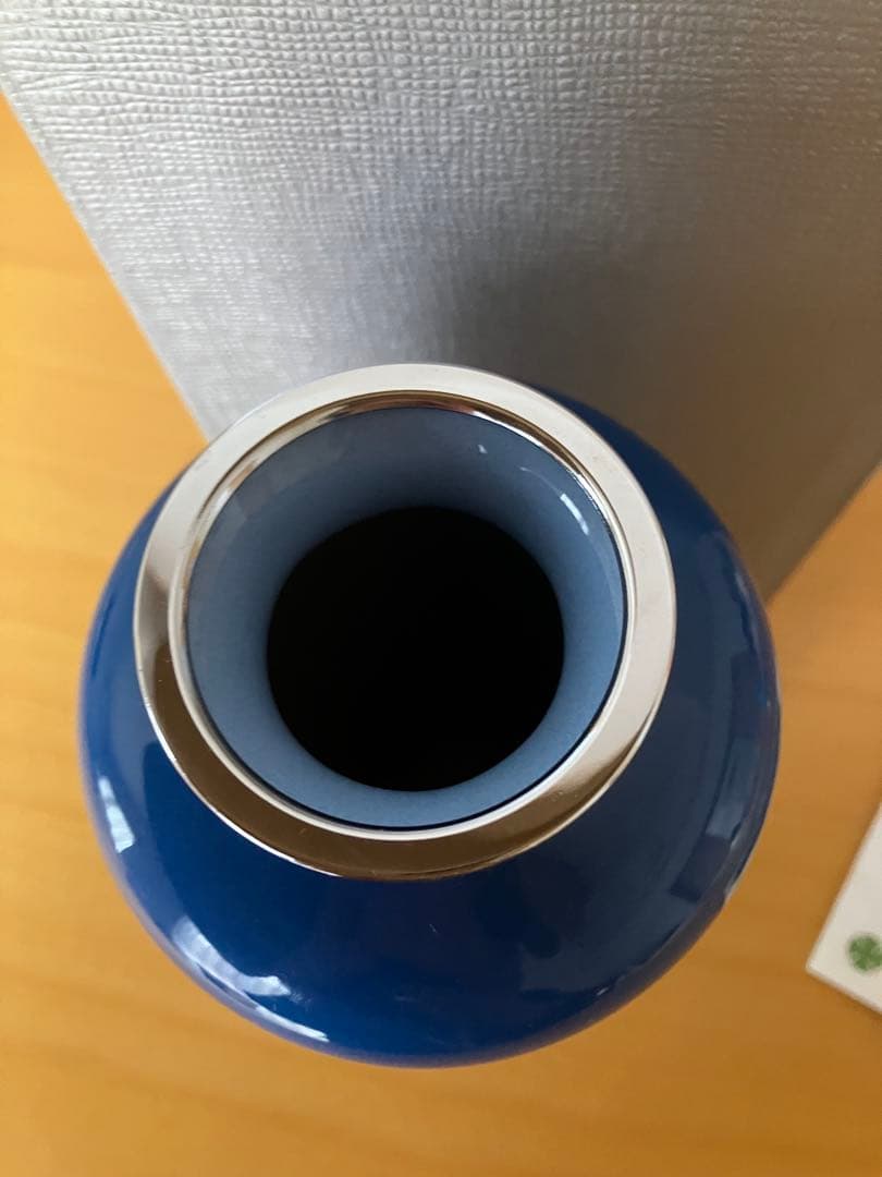 青色 陶器花瓶 七宝焼　安藤七宝店