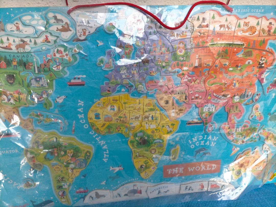 送料無料 Janod 世界地図 パズル マグネット ジャノー