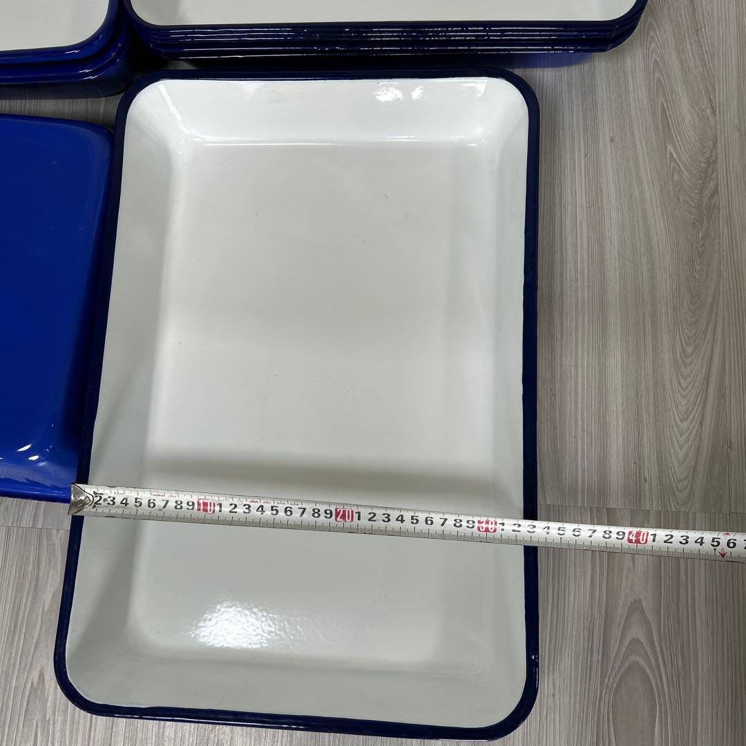 ホーローバット１0枚セット　食品トレイ 小物入れ インテリア ブルー レトロ