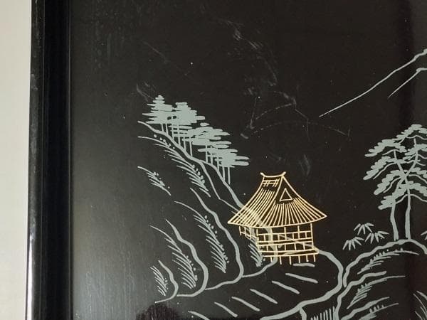Y【中古品】漆塗り　御膳　会席膳【お盆】　グレー　8客セット