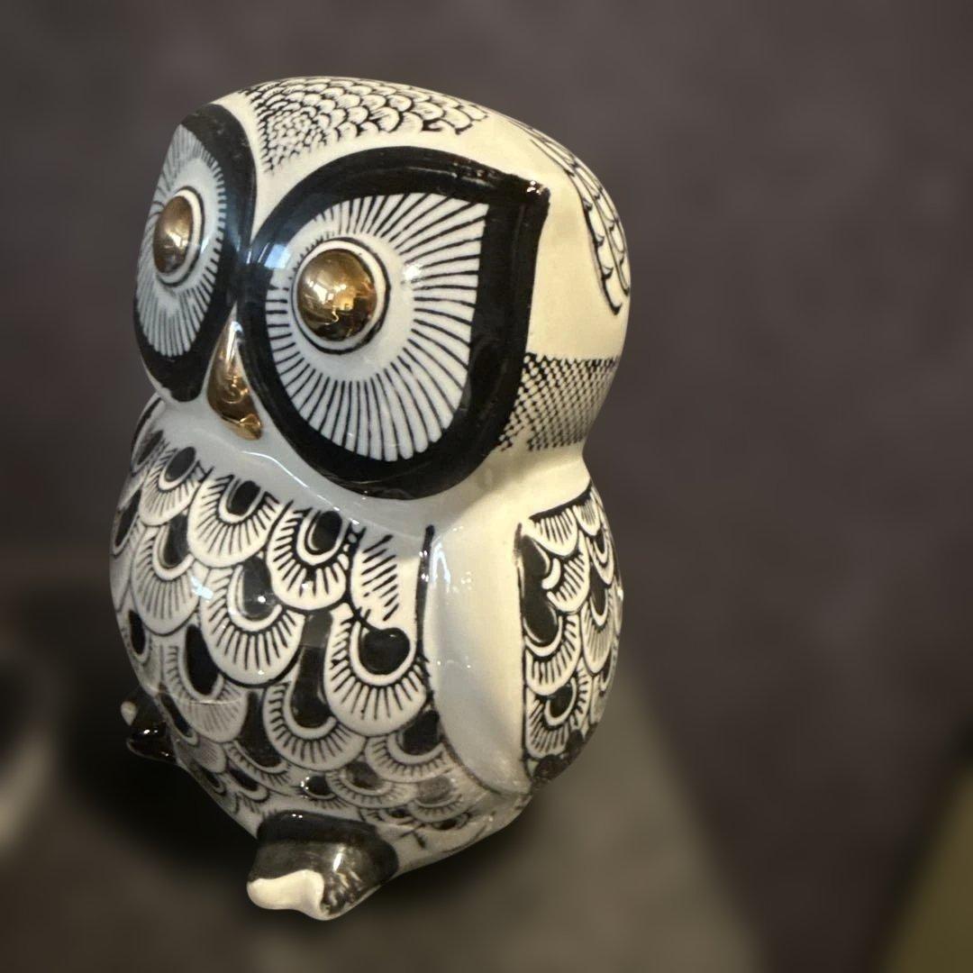 陶器　フクロウの貯金箱　インテリア