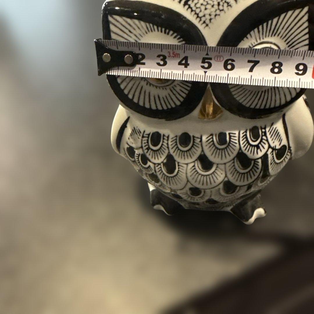 陶器　フクロウの貯金箱　インテリア