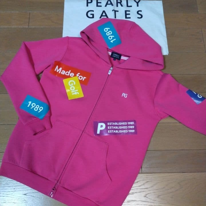 ⭐パーリーゲイツ⭐デカロゴ⭐可愛い⭐蛍光ピンク⭐パーカー⭐M⭐