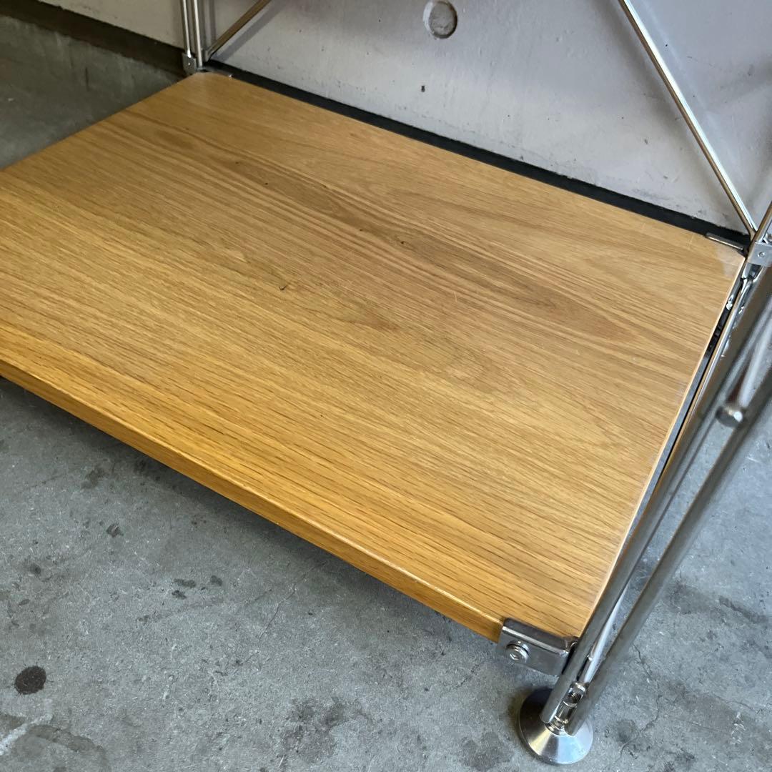 美品★無印 ステンレスユニットシェルフ オーク材棚セット・大 追加棚板付