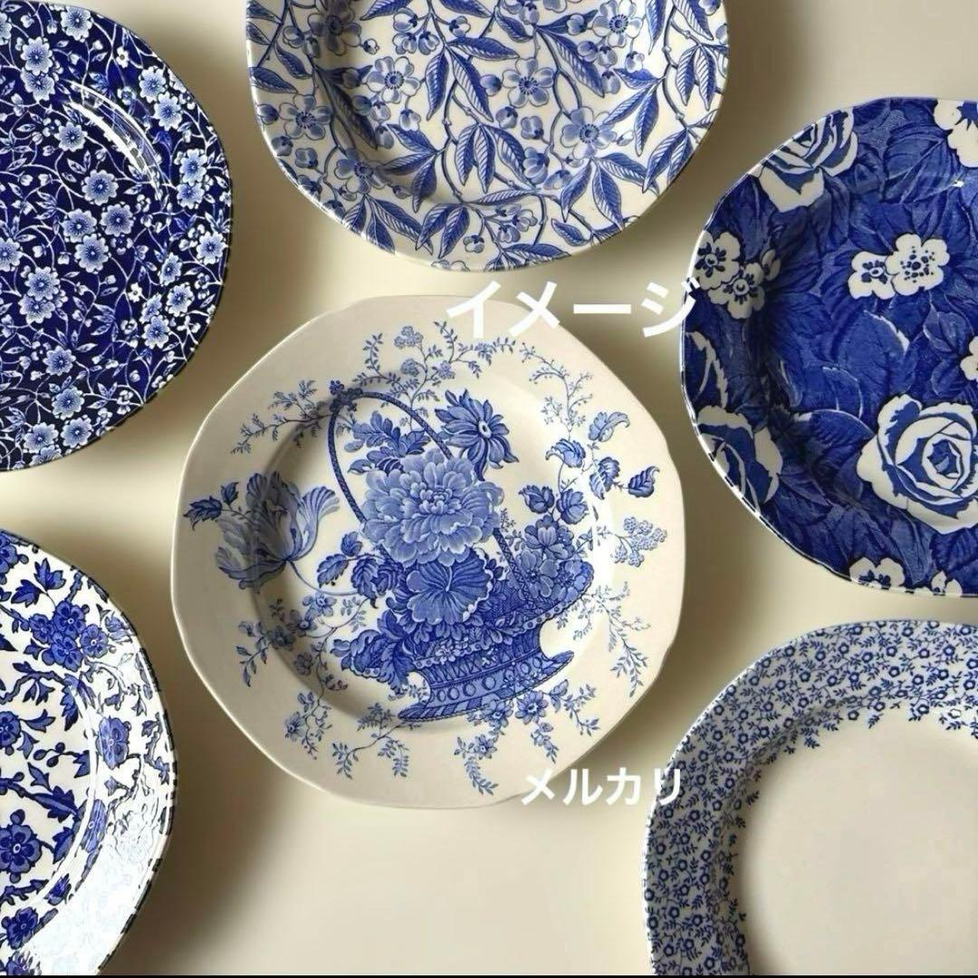 バーレイ プレート　シャーロット　burleigh ブルー＆ホワイト　イギリス