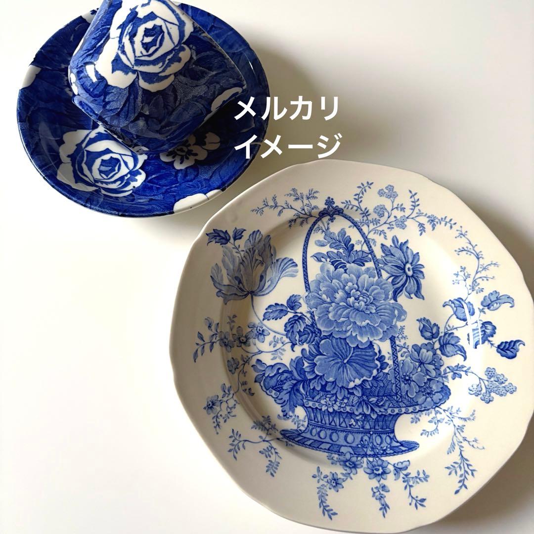 バーレイ プレート　シャーロット　burleigh ブルー＆ホワイト　イギリス