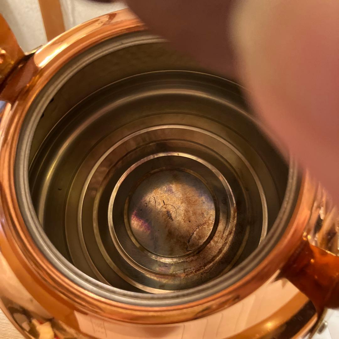 【美品】「茶寮」銅製ハンマードやかん　星野器物
