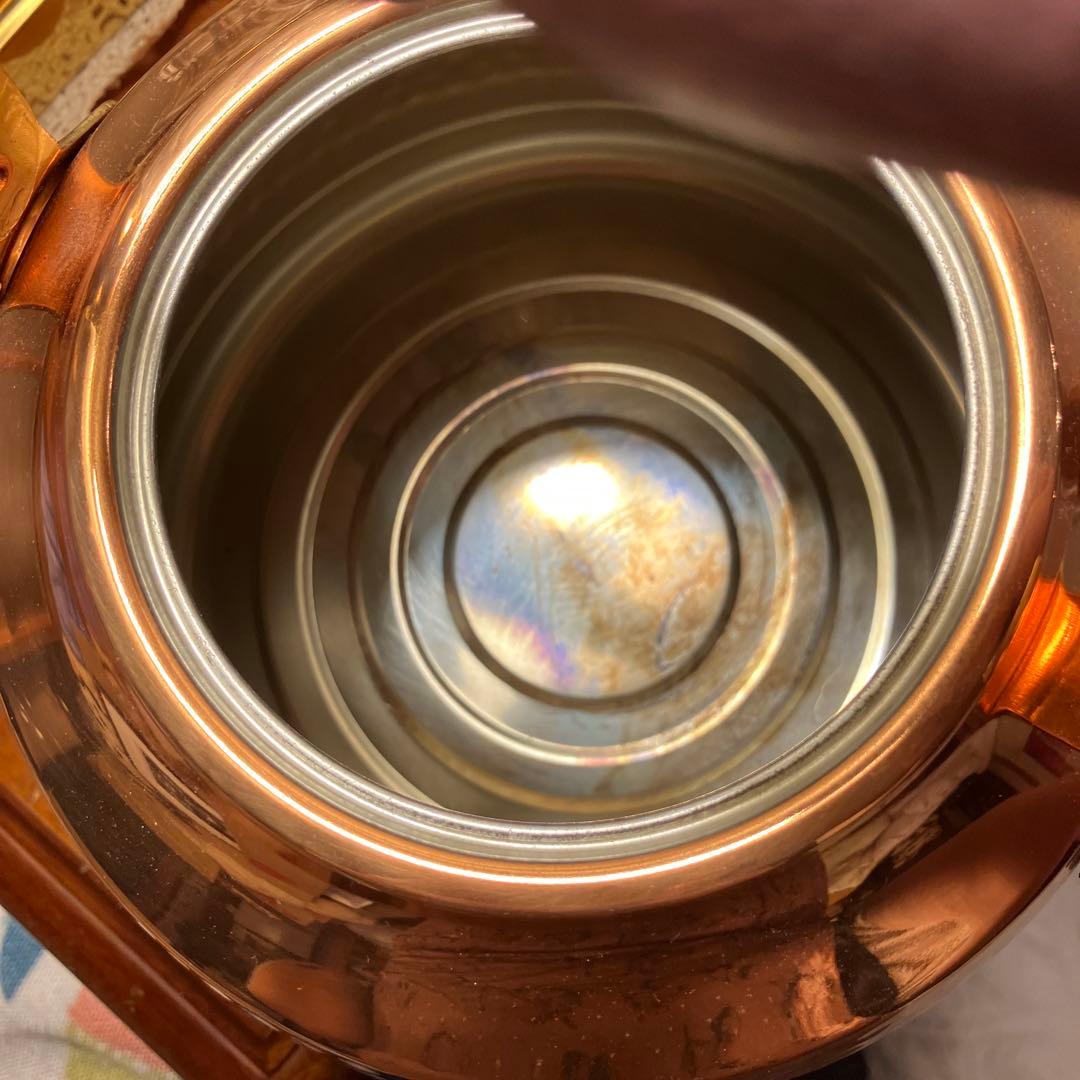 【美品】「茶寮」銅製ハンマードやかん　星野器物