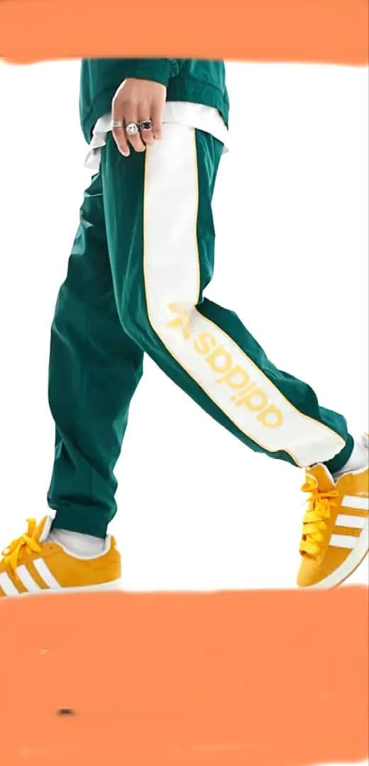 adidas トレーニングパンツ 男女兼用М　緑/白/黄色ロゴ