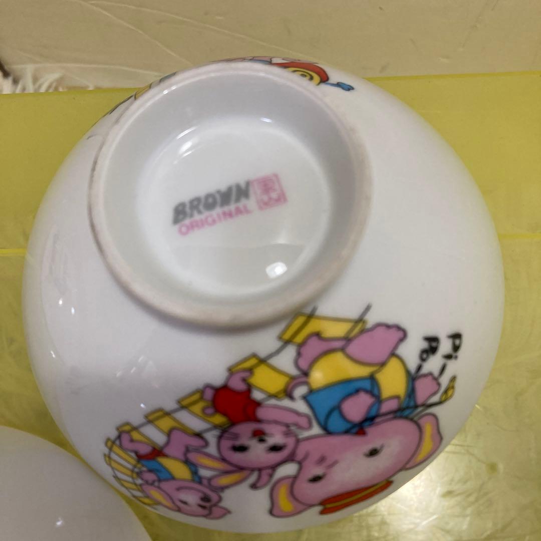 激レア マルエン 松影 BROWN 昭和レトロ 茶碗 3点セット ★