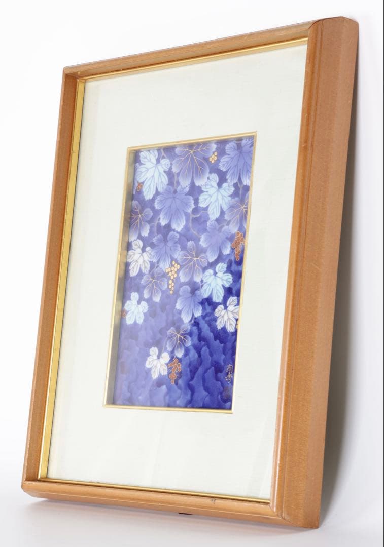 深川製磁 陶寿 染錦葡萄図 陶板画 額装 金彩 有田焼 壁掛け美術品 インテリア