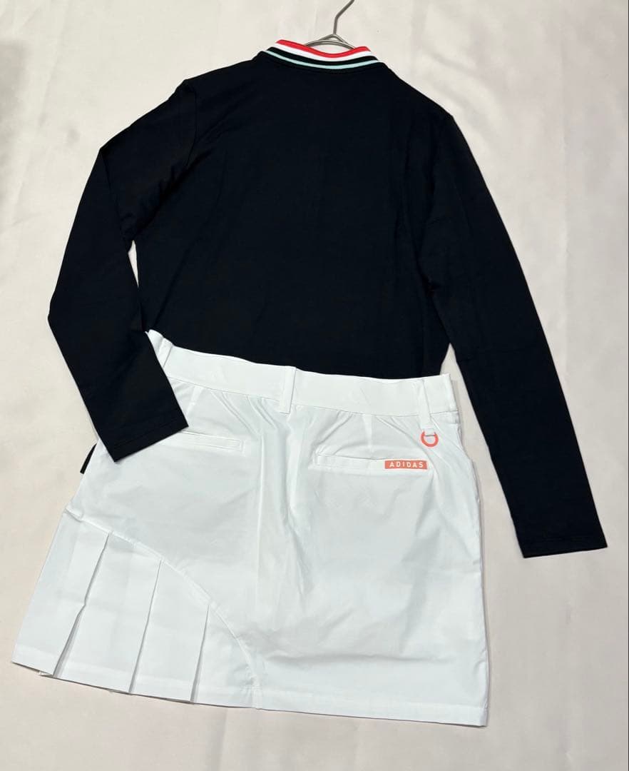 新品adidasゴルフ　薄手ハーフジップシャツ　サイドプリーツスカート　春夏