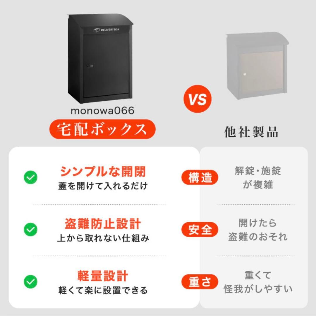 【訳あり】宅配ボックス 大容量 置き型 防盗 ダイヤル式 ブラック