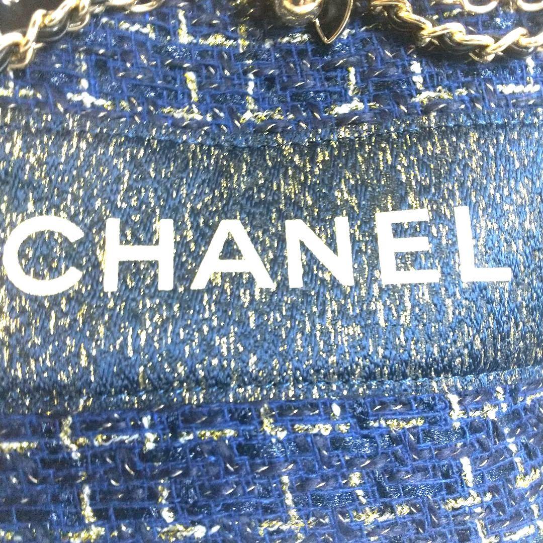 新品極美品CHANELノベルティツイードバケットショルダバックネイビー非売品