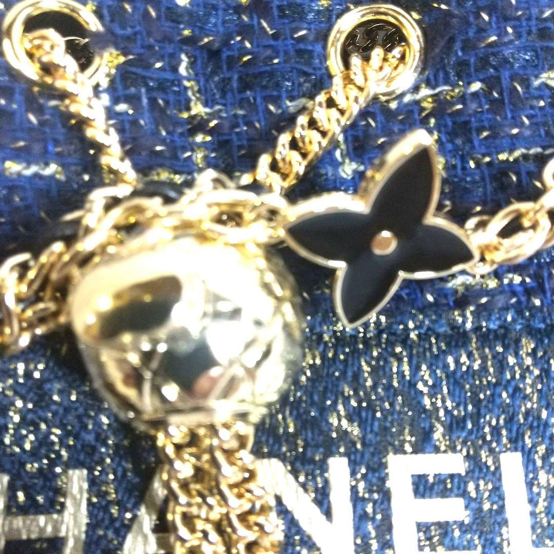 新品極美品CHANELノベルティツイードバケットショルダバックネイビー非売品
