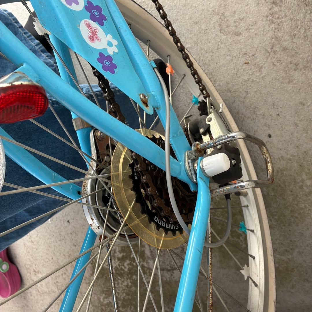 【山口県】女の子用自転車 22インチ シマノ製6段変速 パステルブルー