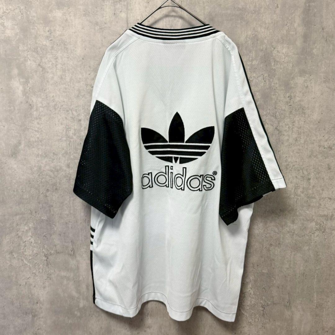 ✴️adidas　90s　両面トレフォイル　ゲームシャツ　メッシュ素材　半袖