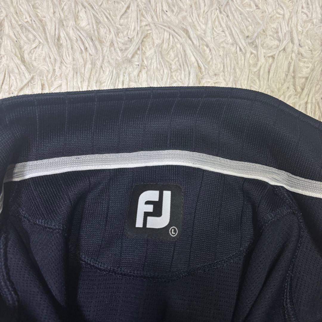 ◎極美品 FOOTJOY ゴルフ ニット ジップアップ レザー使い ロゴ刺繍L