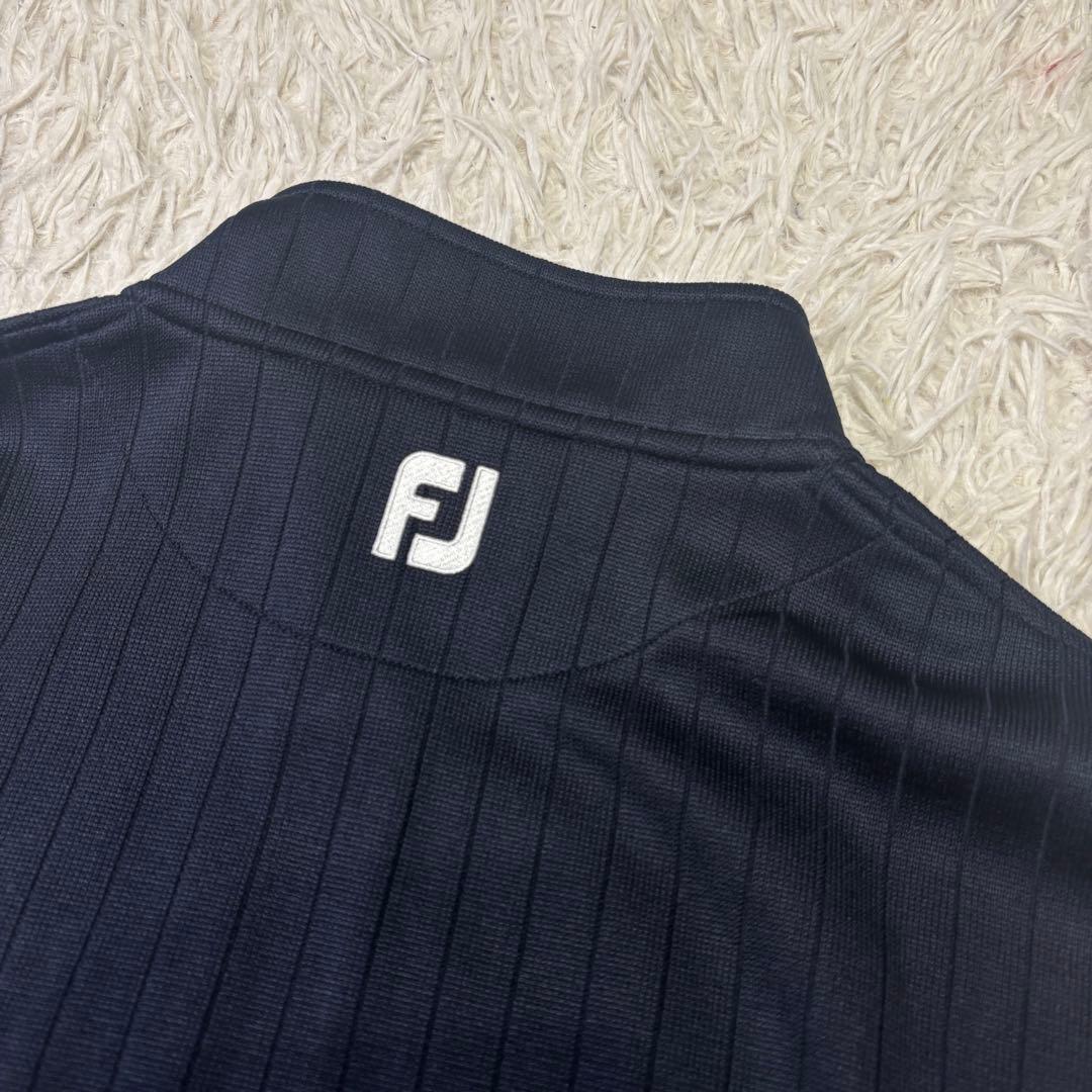 ◎極美品 FOOTJOY ゴルフ ニット ジップアップ レザー使い ロゴ刺繍L