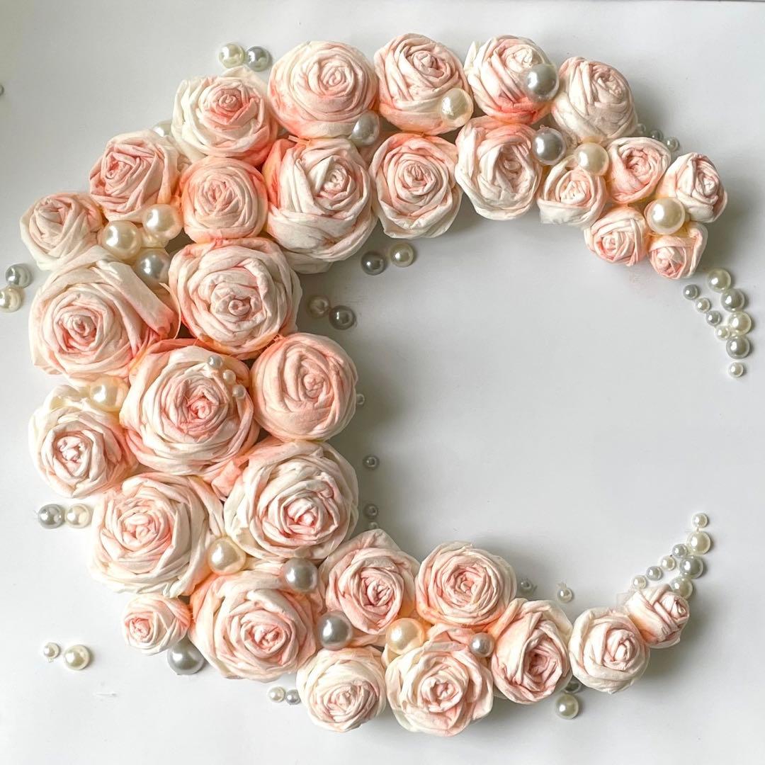 【ギフト・引越し祝い・結婚祝い】紙アートパネル『Rose Moon』可愛いピンク