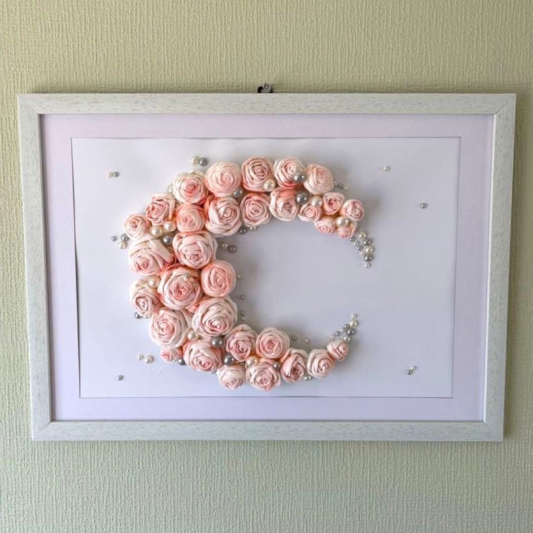 【ギフト・引越し祝い・結婚祝い】紙アートパネル『Rose Moon』可愛いピンク