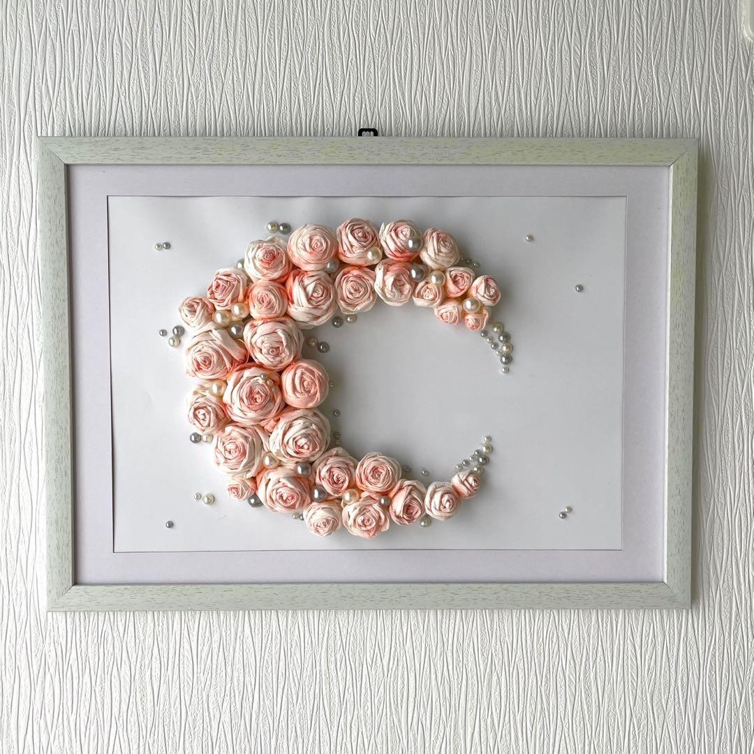 【ギフト・引越し祝い・結婚祝い】紙アートパネル『Rose Moon』可愛いピンク