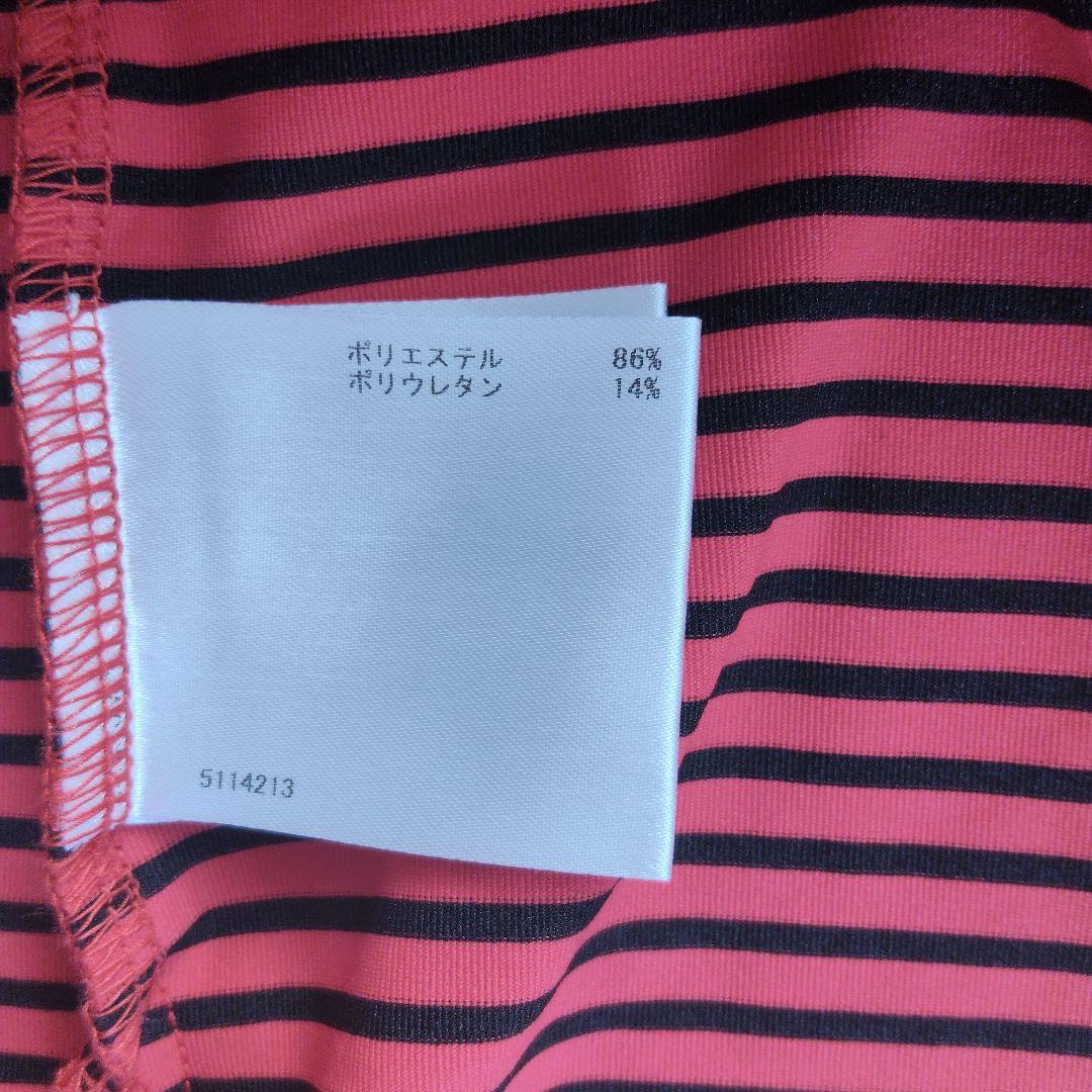 新品　Munsingwear L モックネックシャツ 赤黒ストライプ