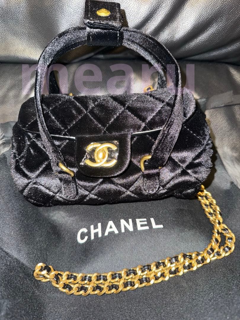 CHANEL 海外ノベルティ　高級ベロア　ミニボストンショルダーバッグ