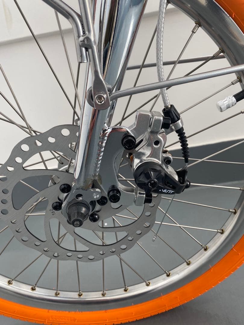新品未使用 ミニベロ 自転車 アルミ 内装変速 泥除け カゴ 本革サドルグリップ