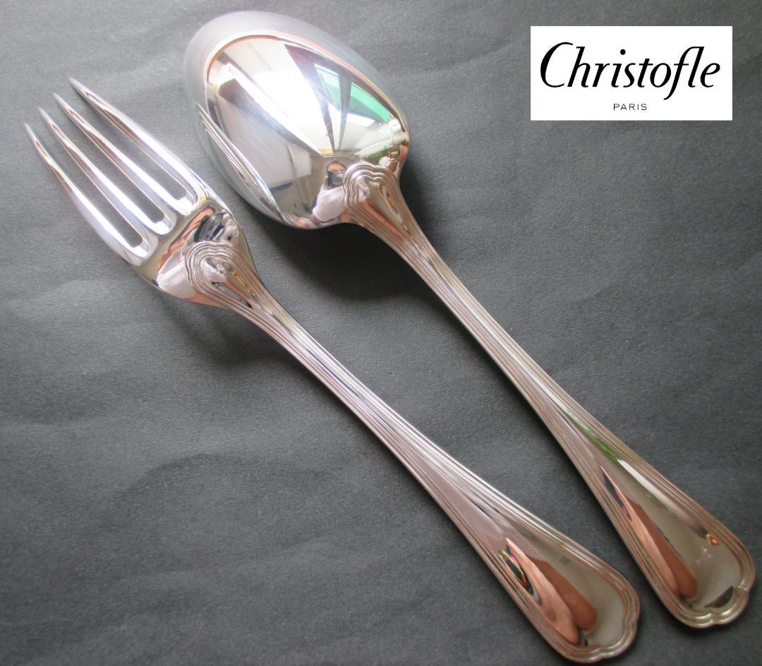 極美品☆仏蘭西高級銀器クリストフルシルバーフォーク＆スプーン計２本　スパトゥール