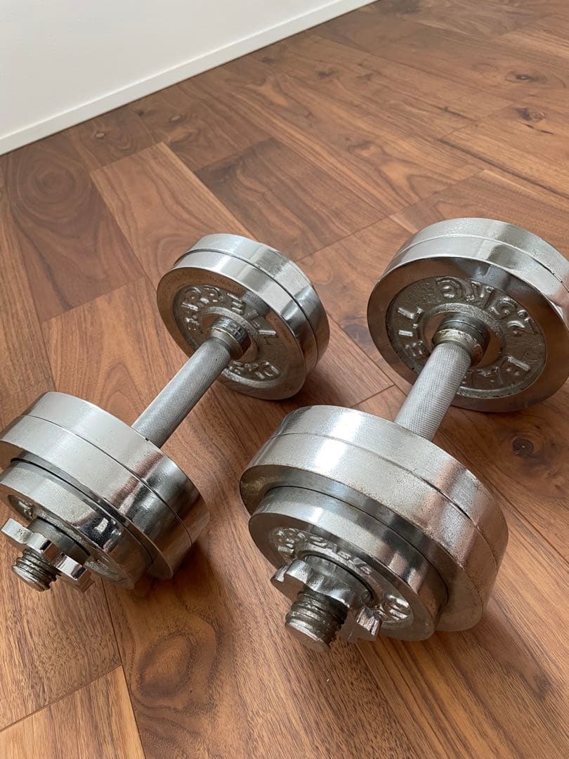 中古品 ダンベル 約15kg 2個セット 30kg ダンベルセット クローム