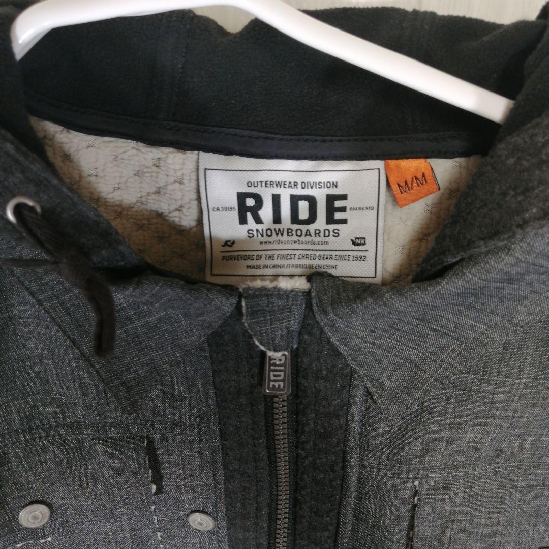 美品　Ride　スノーボードウェア　グレー系　Mサイズ　裏起毛　ポリエステル