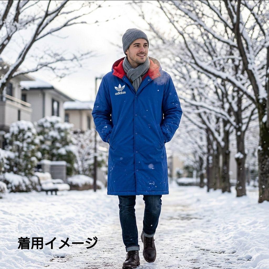 美品 adidas 80's メンズコート ベンチコート ビッグロゴ 裏起毛