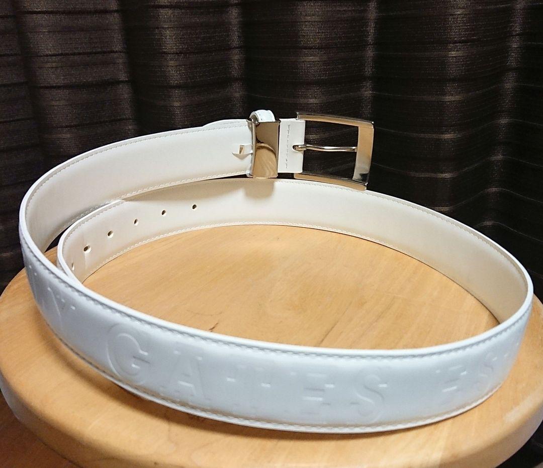 PEARLY GATES パーリーゲイツ メンズ ベルト ロゴ 型押し 7穴 白