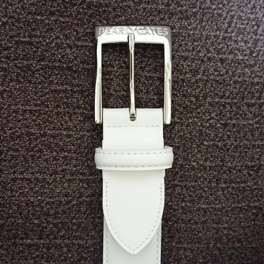 PEARLY GATES パーリーゲイツ メンズ ベルト ロゴ 型押し 7穴 白