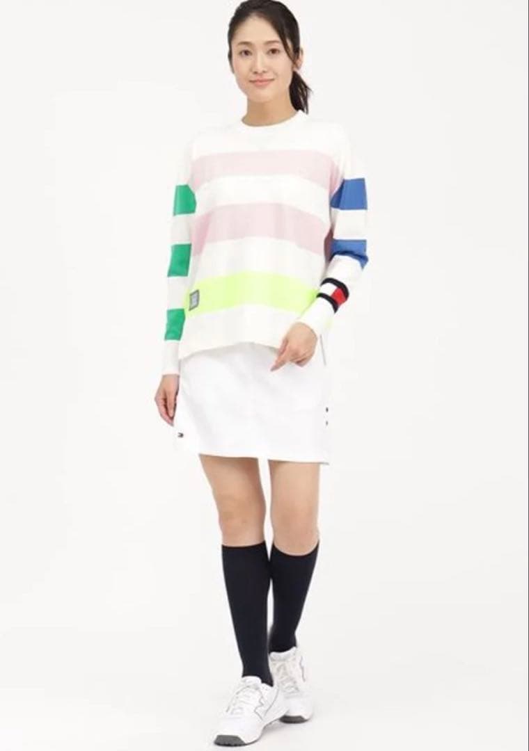 M ☆新品　トミーヒルフィガー ラガーストライプ クルーネック 春ニットセーター
