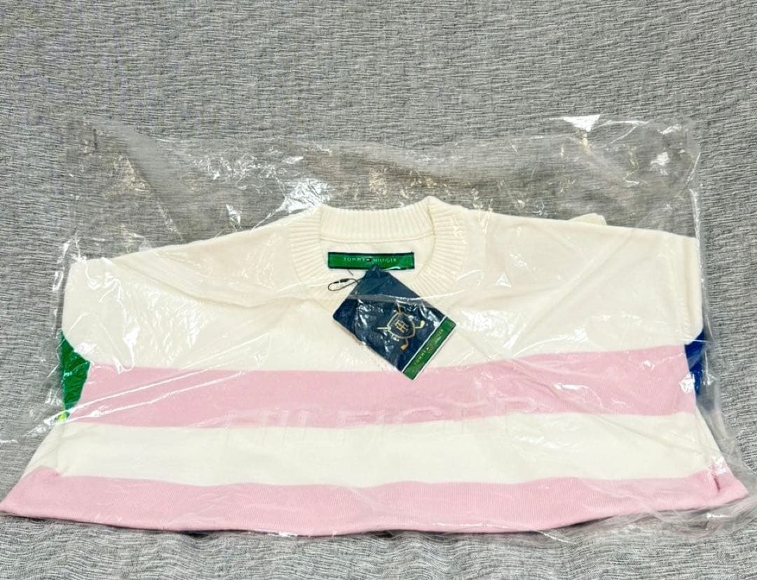 M ☆新品　トミーヒルフィガー ラガーストライプ クルーネック 春ニットセーター