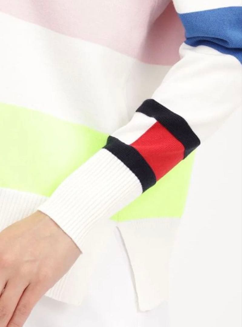 M ☆新品　トミーヒルフィガー ラガーストライプ クルーネック 春ニットセーター