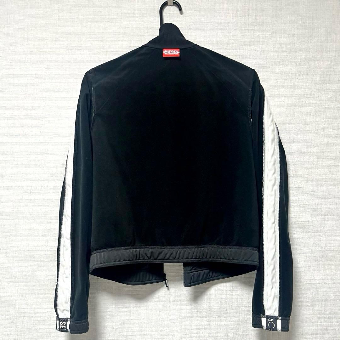 【美品】DIESEL SPORT トラックジャケット ロゴプリント 黒×白 S