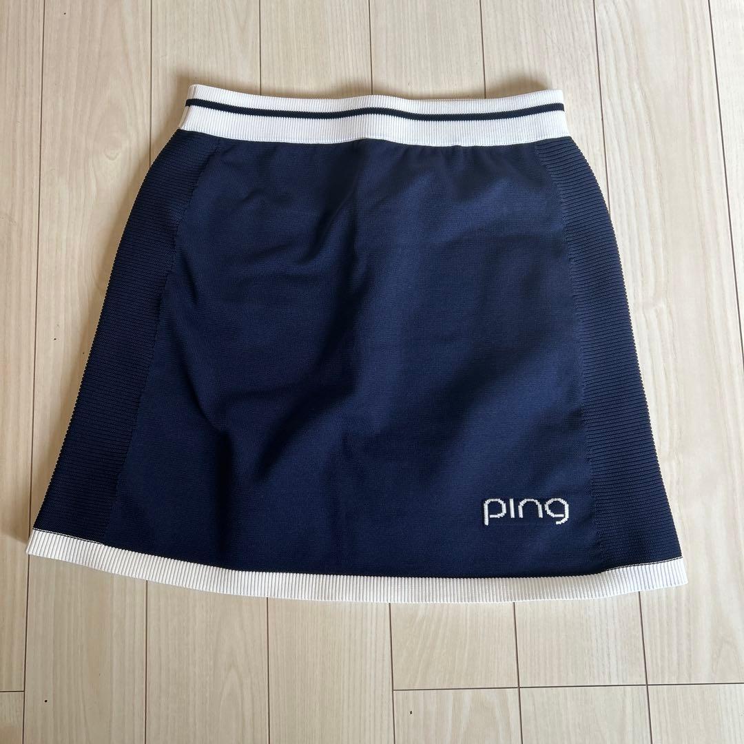 PING スリーブレストップスとスカートセット ネイビー　Mサイズ
