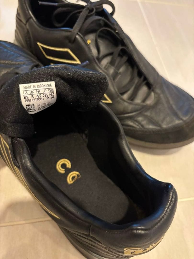 【メンズ】美品 adidas レザー サッカースパイク 黒 26.5cm