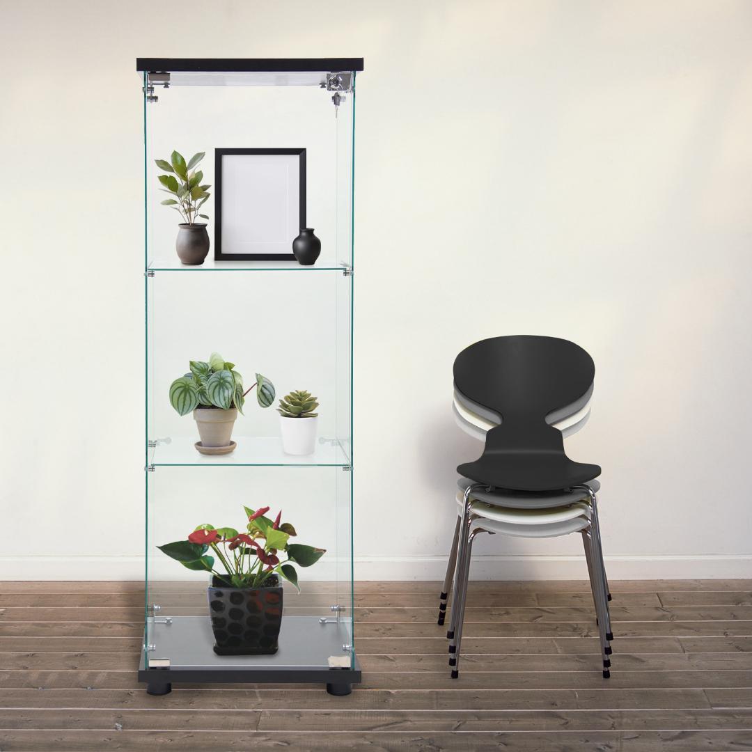 【新品】ガラスコレクションケース｜3段スリム黒｜フィギュア棚｜ショーケース