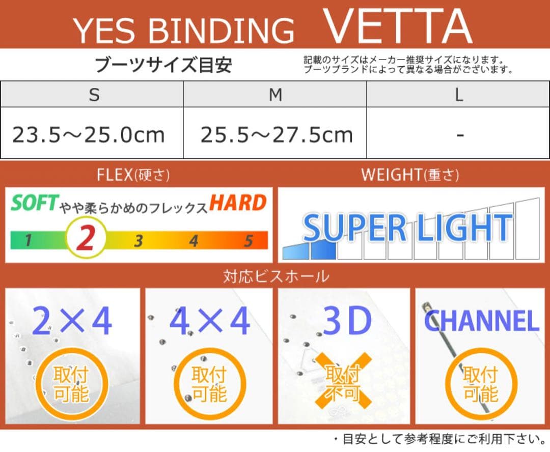 最終値下　yesboard24-25 VETTA ビンディング S
