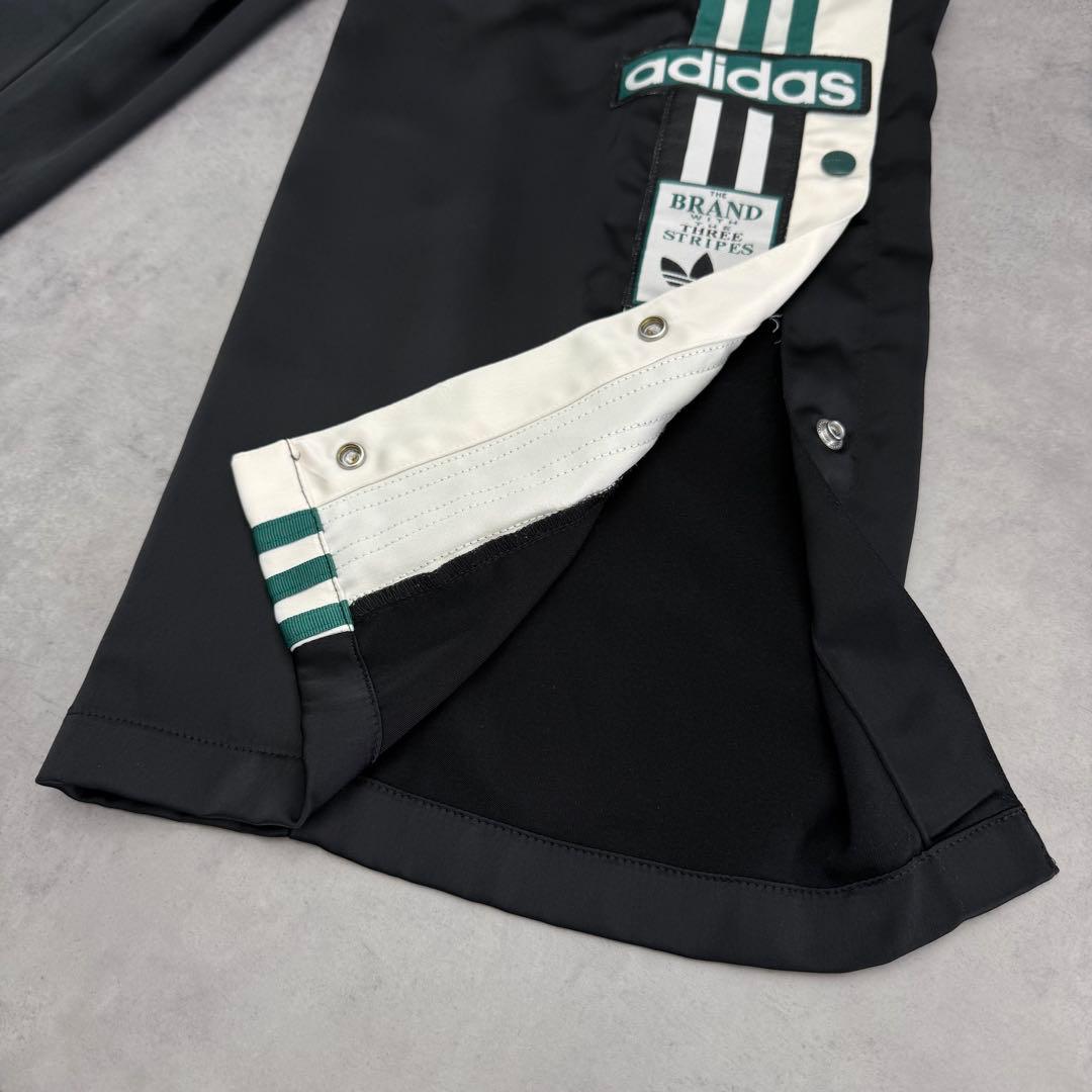 adidas アディダス サイドスナップ トラックパンツ ブラック×グリーンS